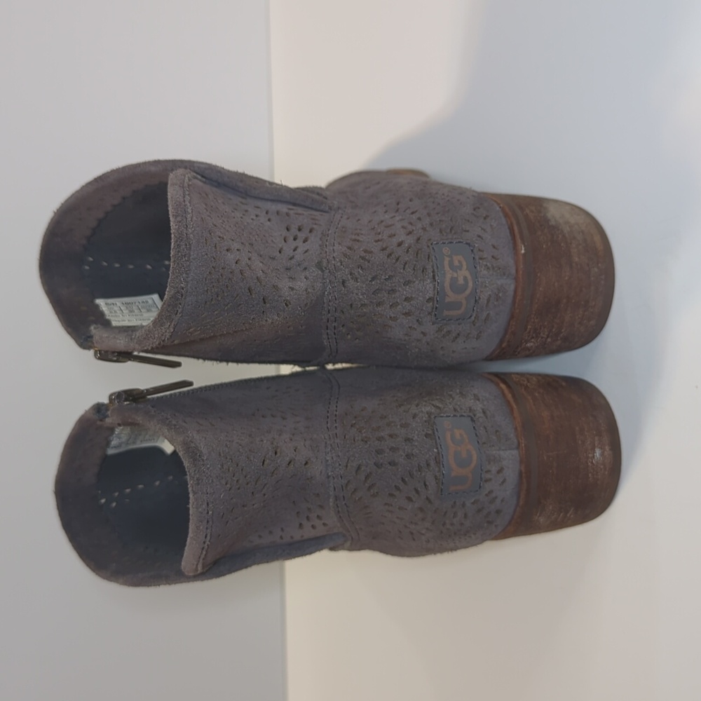 UGG Side Zip Gray Suede Boots Size 8 - Picture 3 of 16